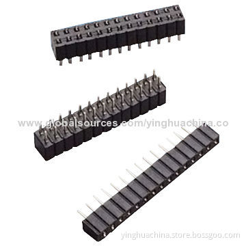 Female Headers, 2.54mm Straight Single/Dual-row, Height of 7.1mm Tin/Gold Flash/Selective Gold